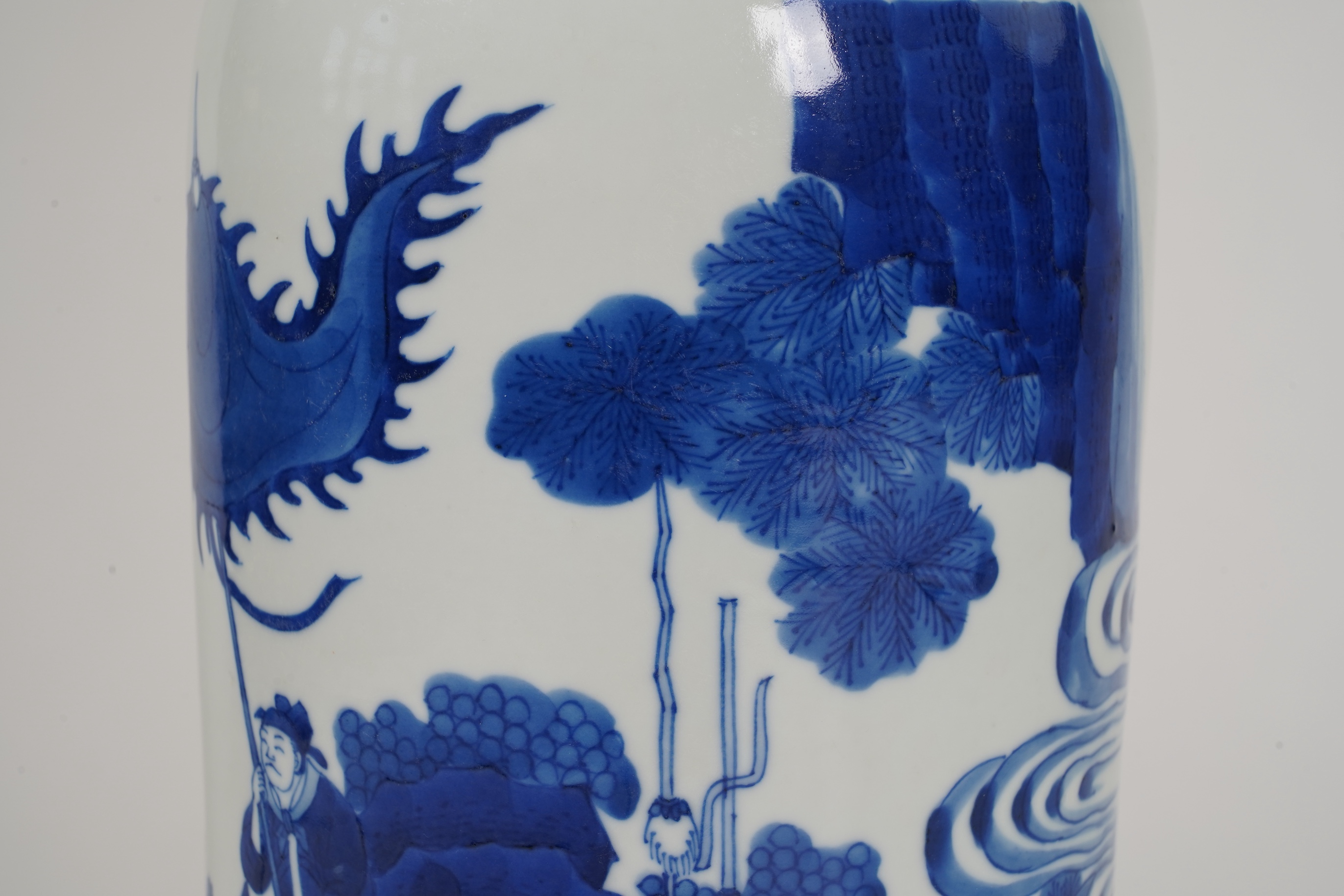 A Chinese blue and white ‘Tan Zi’ rolwagen vase, probably Chongzhen period (1627-1644)